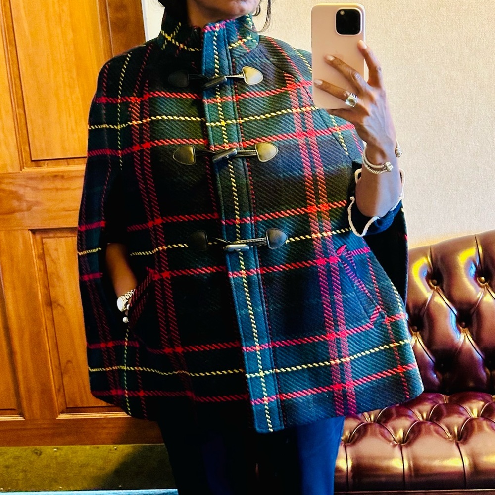 New! Talbots Cape in Holiday Plaid